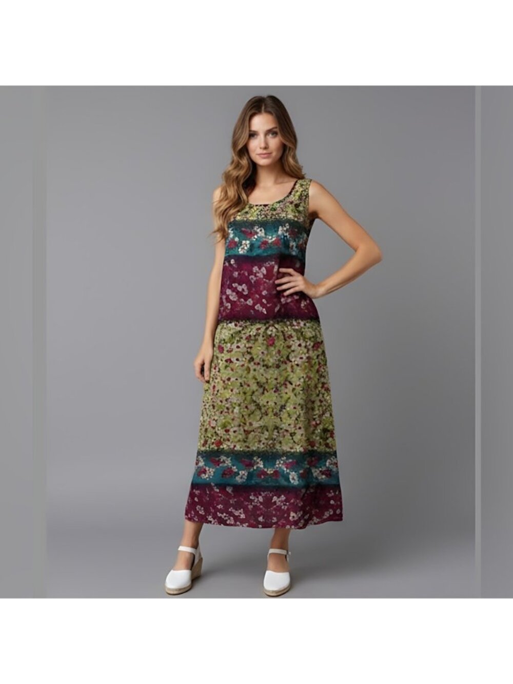 Boho Cotton Floral Side Split Dress